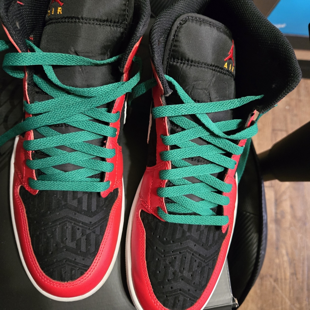 Jordan 1 Mid SE in Black, Red, and White